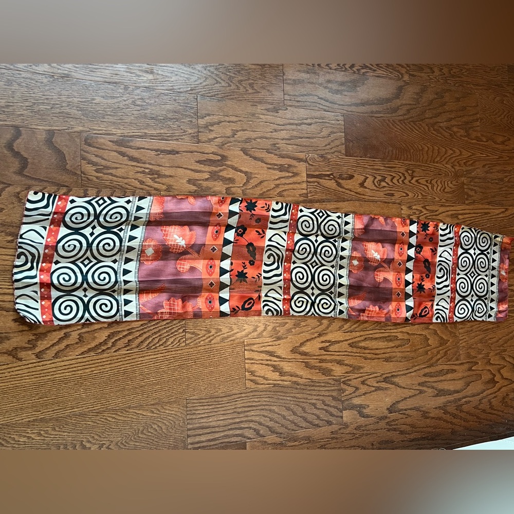Vintage multi color polyester scarf EUC 60” L x 12” W